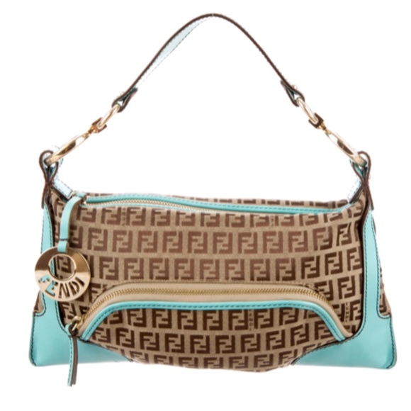 Fendi Handbags - CLEARANCE VINTAGE FENDI Zucchino Shoulder Bag in brown and Tiffany  Blue - RARE!